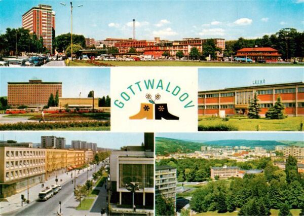 Gottwaldov Zlin CZ Stred mesta Interhotel Moskva Mestske lazne Revolucni trida S