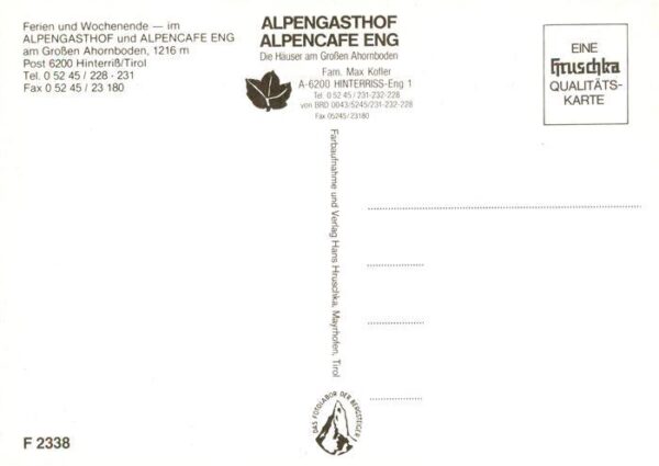 Hinterriss Tirol AT Alpengasthof und Alpencafe Eng Am Grossen Ahornboden – Bild 2