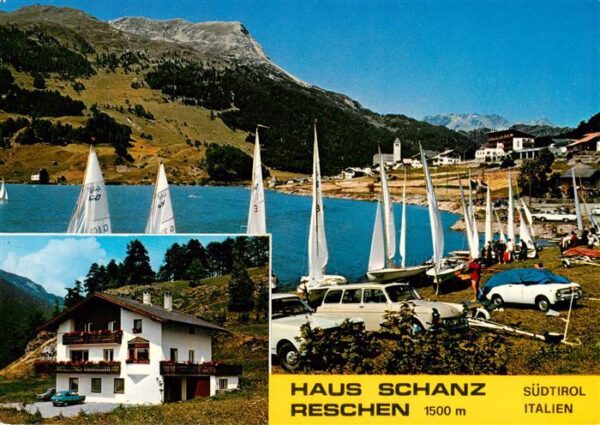 Reschen See Tirol Gaestehaus Haus Schanz Partie am See Segelboote
