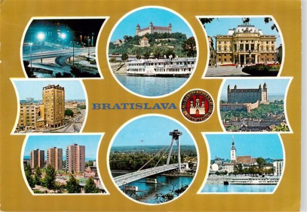 Bratislava Pressburg Pozsony SK Teilansichten Burg Theater Donau Bruecke Hochhae