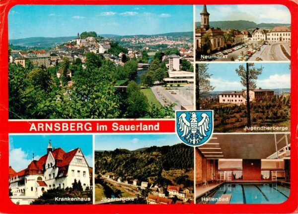 Arnsberg  Westfalen Panorama Neumarkt Jugendherberge Krankenhaus Jaegerbruecke H