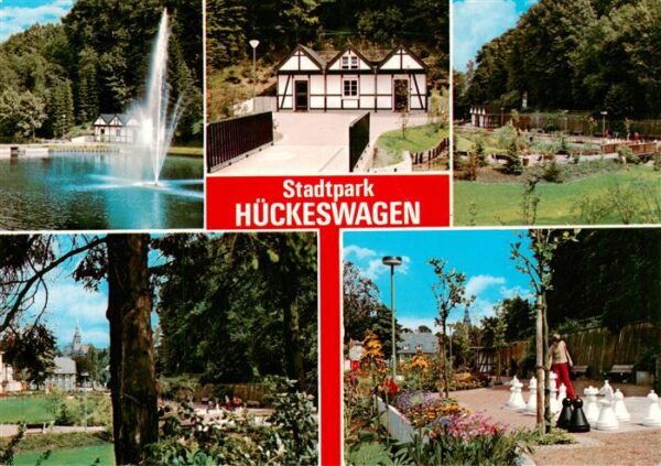 Hueckeswagen Stadtpark Fontaene Teilansichten Gartenschach