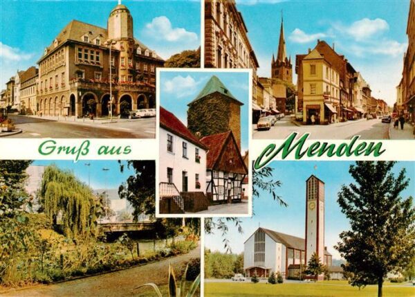 Menden  Sauerland Rathaus Turm Ortspartie Park Kirche