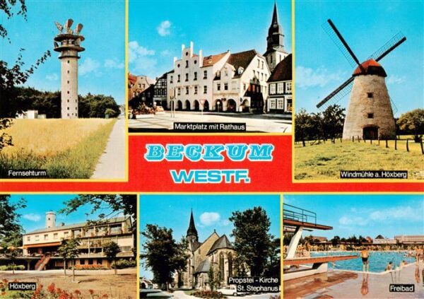 Beckum  Westfalen Fernsehturm Marktplatz Rathaus Windmuehle Hoexberg Propstei Ki