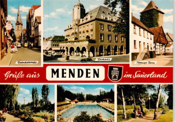 Menden  Sauerland Bahnhofstr Rathaus Poenige Turm Allee Freibad Park
