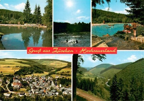 Zueschen  Sauerland Badesee Freibad Fliegeraufnahme Panorama