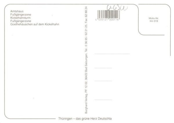 Ilmenau  Thueringen Amtshaus Fussgaengerzone Kickelhahnturm Goethehaeuschen – Bild 2