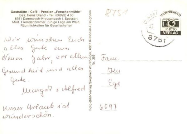 Krausenbach Dammbach Gaststaette Cafe Pension Ferschenmuehle Gastraeume – Bild 2