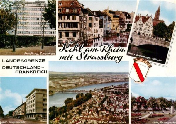 Kehl  Rhein mit Strassburg Europahaus Alt Frankreich Strassburger Muenster Kehl