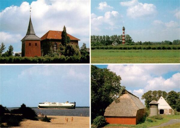 Drochtersen Kirche Leuchtturm Ozeandampfer Restaurant Cafe Zur Scholle