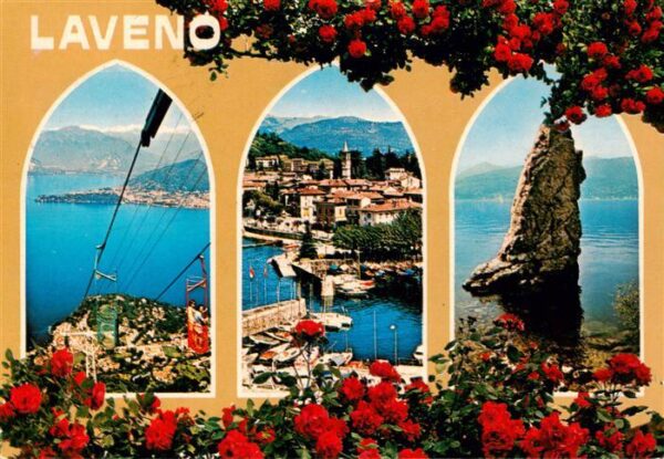 Laveno Piemonte IT Seilbahn Hafenpartie Felsen