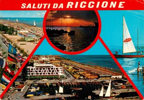 Riccione Rimini IT Strandpartien Segeln Stimmungsbild