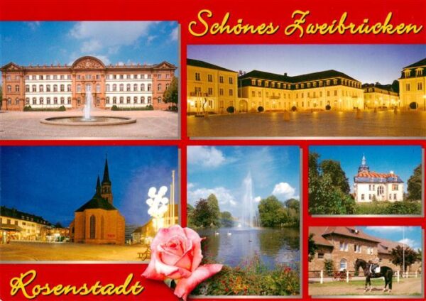 Zweibruecken Pfalz Schloss Teilansichten Kirche Park Reiter