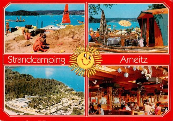 Arneitz Faakersee Kaernten AT Strandcamping Fliegeraufnahme Restaurant
