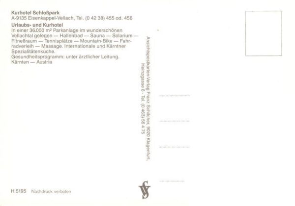 Eisenkappel-Vellach Kaernten AT Kurhotel Schlosspark – Bild 2