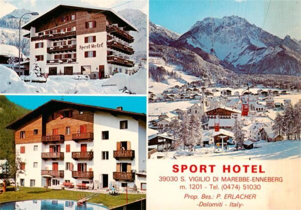 San Vigilio di Marebbe Dolomiti IT Sport Hotel Pool Panorama Seilbahn