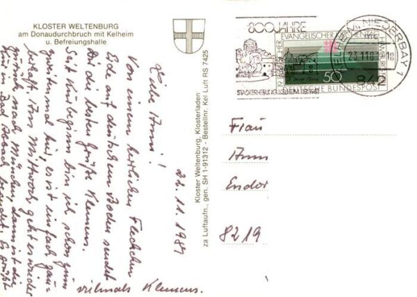 Kelheim Donau Kloster Weltenburg am Donaudurchbruch mit Befreiungshalle – Bild 2