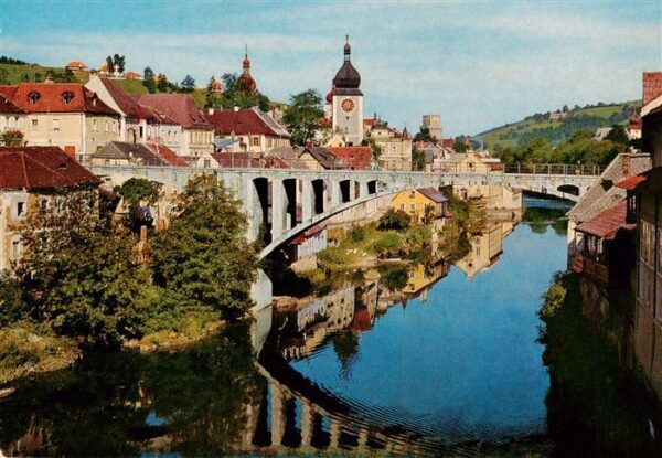 Waidhofen Ybbs Partie an der Ybbs Blick zur Kirche