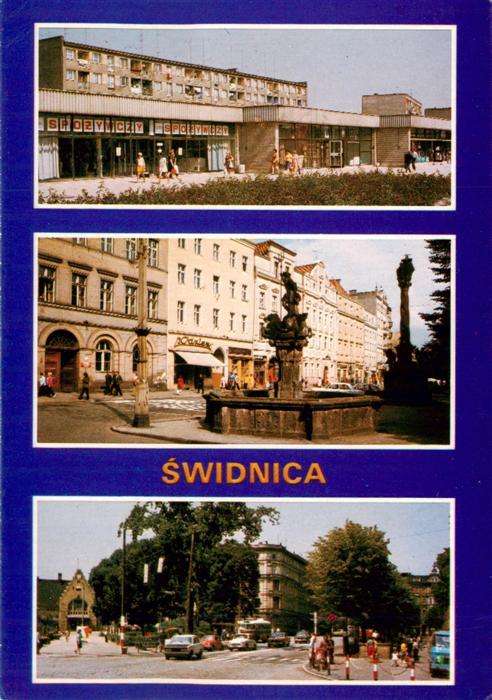 Swidnica Schweidnitz PL Wohnsiedlung Mlodych Marktplatz Neptunbrunnen Grundwaldp