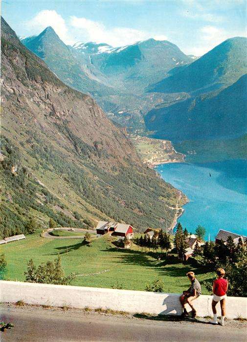 Geiranger Norge an the mountain Dalsnibba in the background