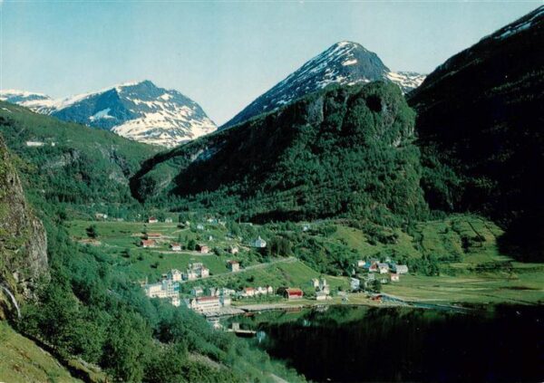 Geiranger Norge View towards mount Dalsnibba