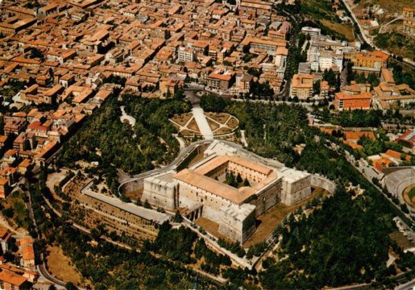 L Aquila Abruzzo IT Veduta aerea del Castello Medioevale e panorama