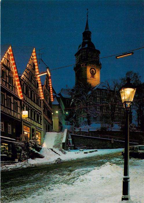 Backnang Partie am Stadtturm Nachtaufnahme