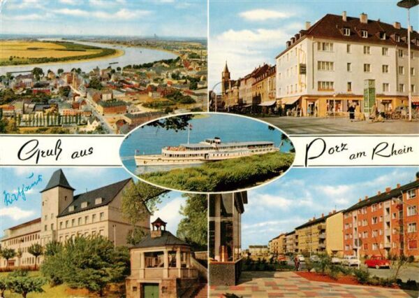 Porz Koeln Rhein Luftaufnahme Motive Stadtzentrum Dampfer
