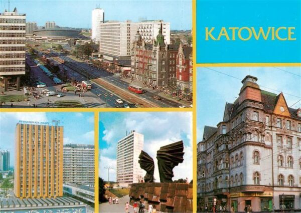 Katowice PL Ulica Armii Czerwonej Fragment Srodmiescia Pomnik Powstancow Slaskic