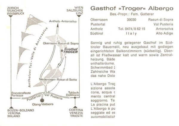Oberrasen Gasthof Troger Albergo Kreuz Blick gegen Wildgall Alpen – Bild 2