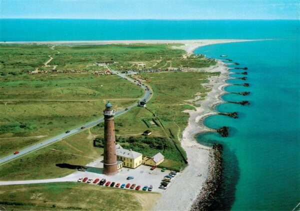 Skagen DK Lighthouse and Grenen aerial view