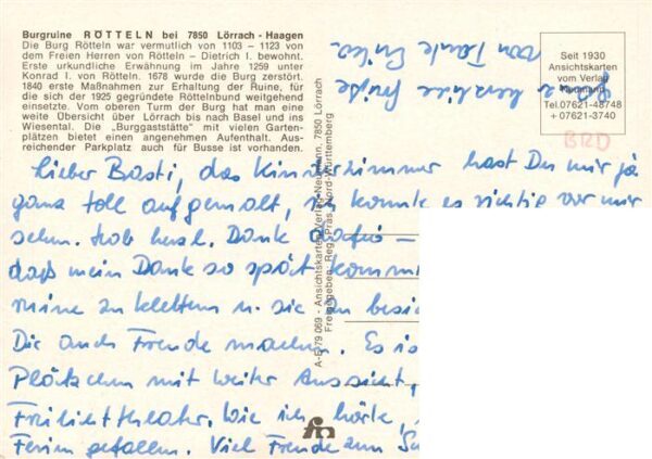 Haagen Loerrach Burgruine Roetteln Schwarzwald – Bild 2