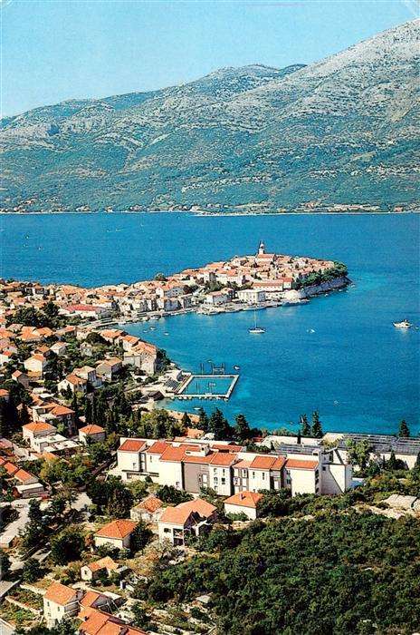 Korcula Curzola Croatia Panorama Hafen Kueste