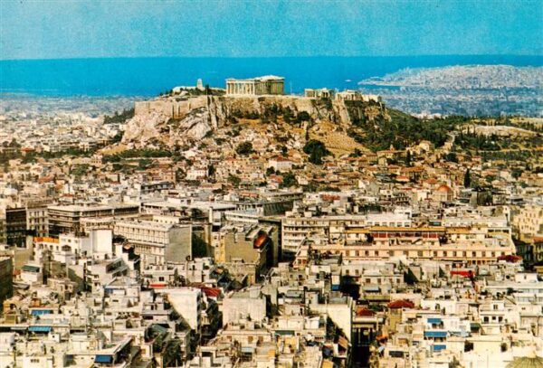 Athen Athenes Greece Stadtpanorama mit Blick zur Akropolis