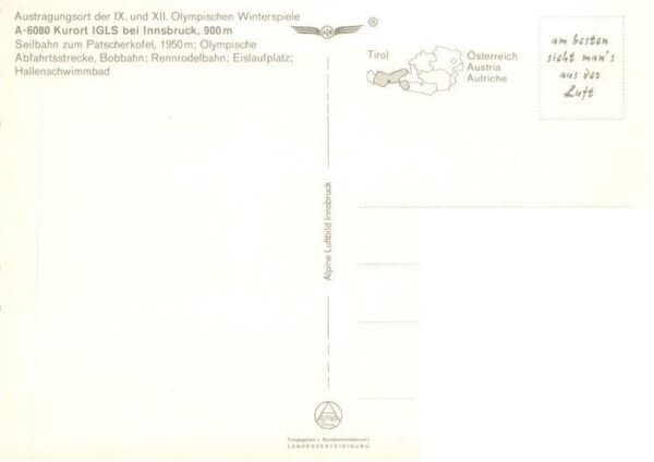Igls Tirol AT Austragungsort der IX. und XII. Olympischen Winterspiele Skigebiet – Bild 2