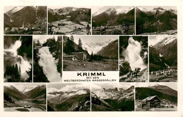 Krimml 1076m Pinzgau AT Panorama mit den beruehmten Wasserfaellen Tauernhaus