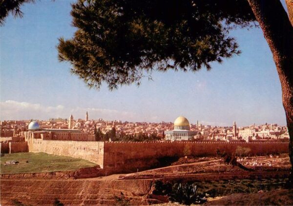 Jerusalem  Yerushalayim Israel Temple Area Eastern Wall Seen from Mt of Olives