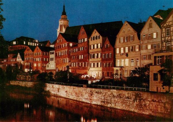 Tuebingen Eberhard Karls Universitaet Neckarfront und Stiftskirche