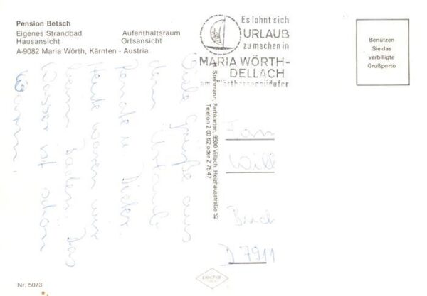 Maria Woerth Woerthersee Kaernten AT Pension Villa Betsch Liegewiese Luftaufnahm – Bild 2