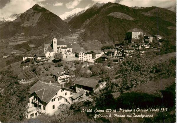 Scena Schenna Schoenna Merano IT e Gruppo Tessa Panorama Texelgruppe