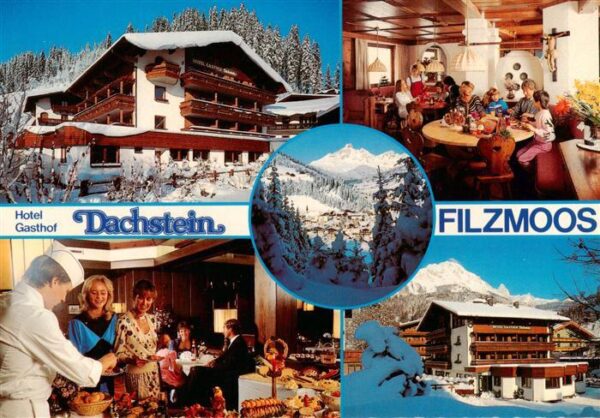 Filzmoos AT Hotel Gasthof Dachstein Restaurant Buffet Winterpanorama