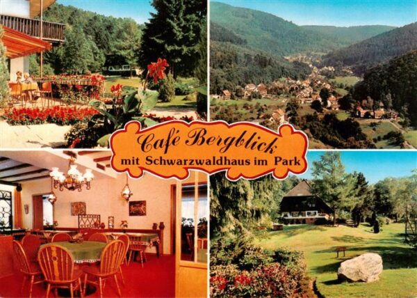 Bad Herrenalb Café Bergblick mit Schwarzwaldhaus im Park unteres Gaistal Schwarz
