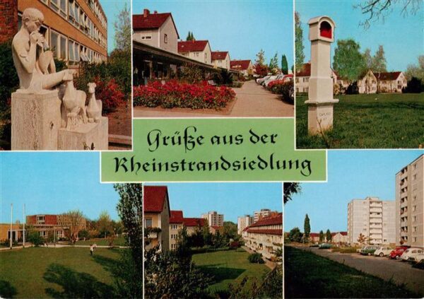 Karlsruhe Baden Rheinstrandsiedlung Hochhaeuser Skulptur