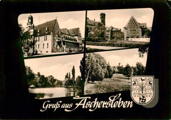 Aschersleben Rathaus Gondelteich Blick zur Poststrasse Westdorfer Warte