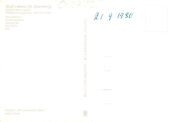 Gross Labenz FRDB Erholungsheim Wille Schroeder Fernsehraum Empfangshalle Restau – Bild 2