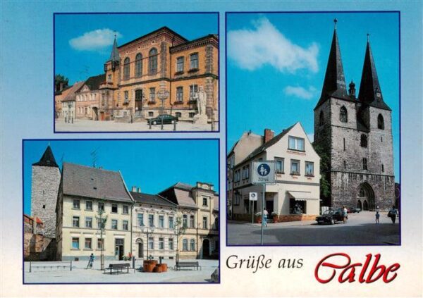 Calbe Saale Rathaus Stephanskirche Markt mit Hexenturm
