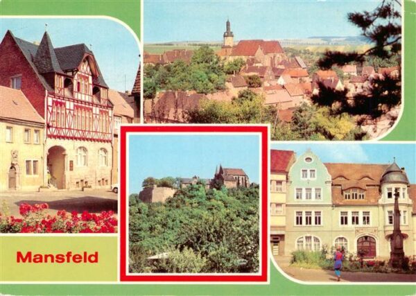 Mansfeld  Suedharz Rathaus Teilansicht Schlossblick Polytechn Oberschule
