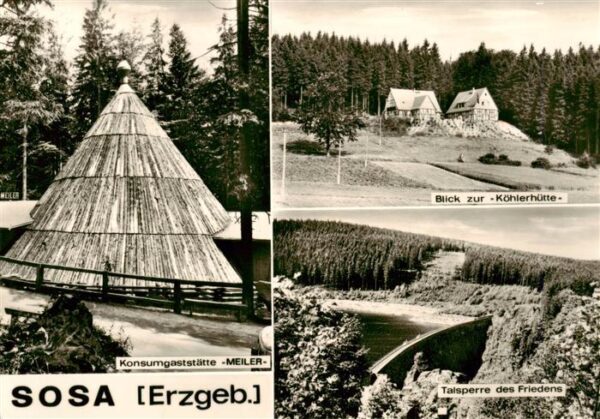 Sosa Erzgebirge Konsumgaststaette Meiler Blick zur Koehlerhuette Talsperre des F