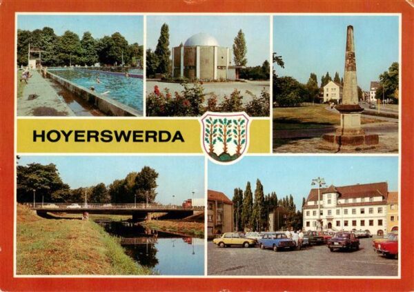 Hoyerswerda Stadtbad Planetarium Postsaeule Eisenbruecke Rathaus