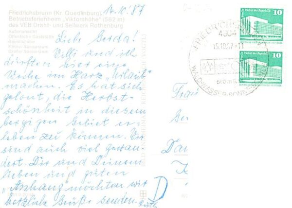 Friedrichsbrunn Harz Ferienheim Viktorshoehe Gaststaette Bauernstube Kleiner Spe – Bild 2